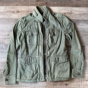 Abercrombie & Fitch Olive / Army Green Zip Up Cotton Utility / Cargo Jacket - S